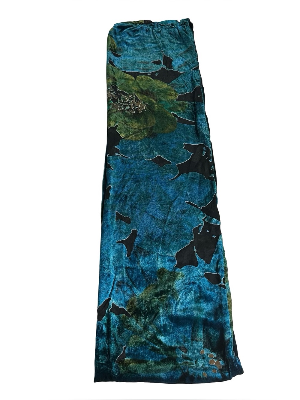 Women’s Teal Velvet Floral Maxi Skirt